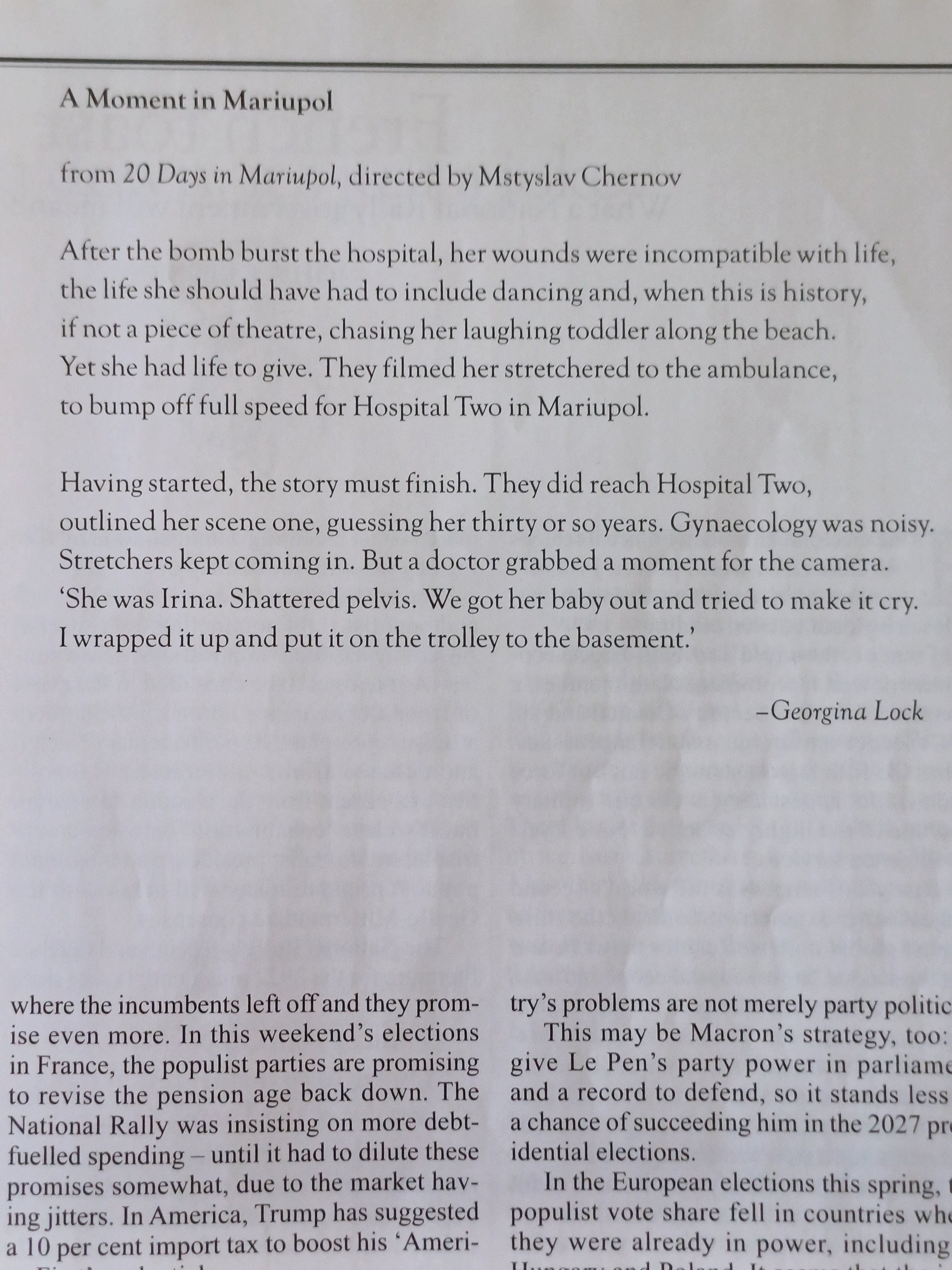 A Moment in Mariupol - published in The Spectator July 6th 2024
