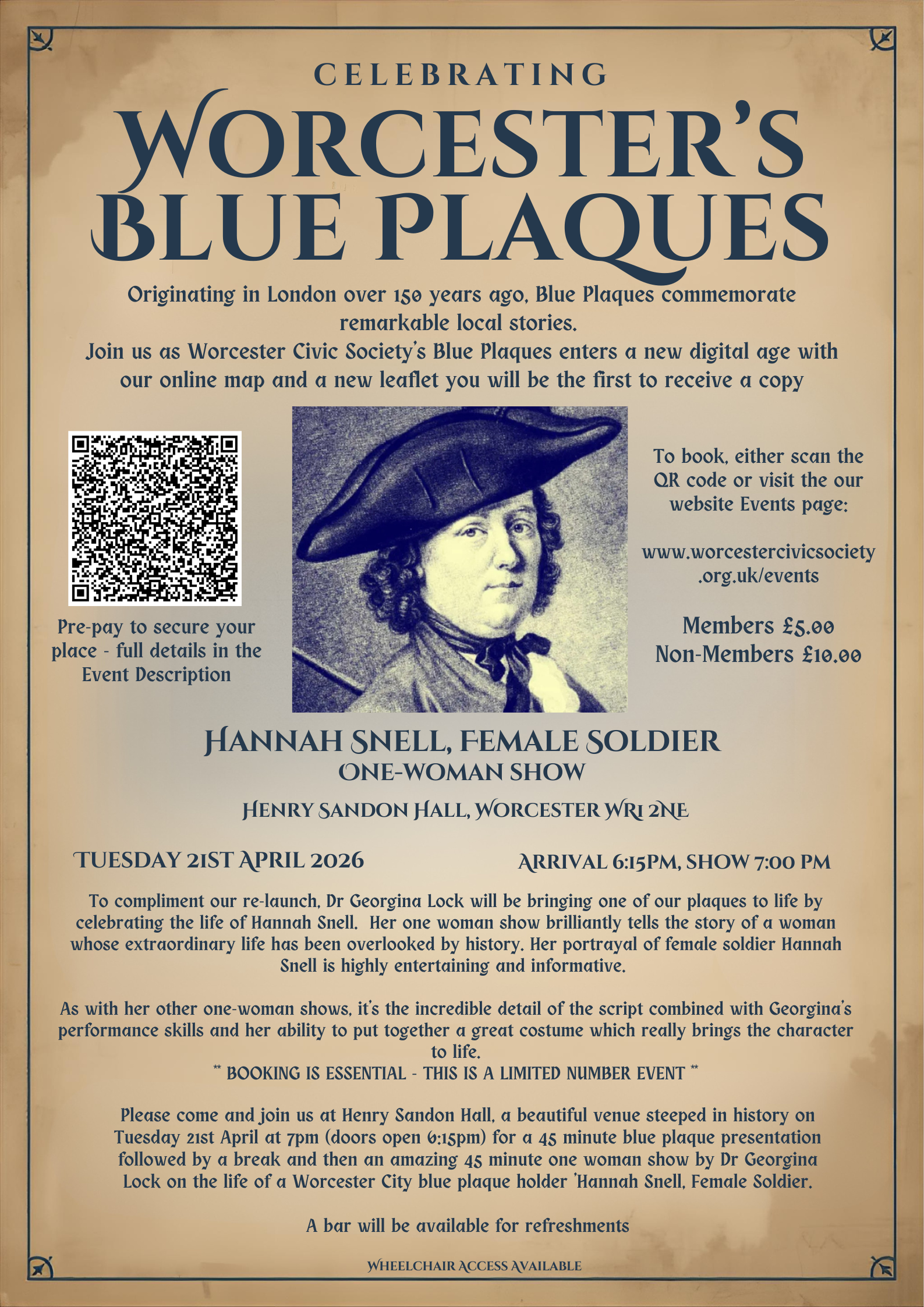 Hannah Snell, Female Soldier 1750  In her Home Town of Worcester